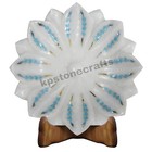 6" x 6" Inches  White Marble Lotus Leaf Bowl with Scagliola Art