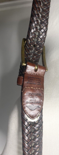 Cinturón de cintura trenzado tejido con correa de cuero marrón DOCKERS para hombre 54" de largo - Imagen 3 de 5