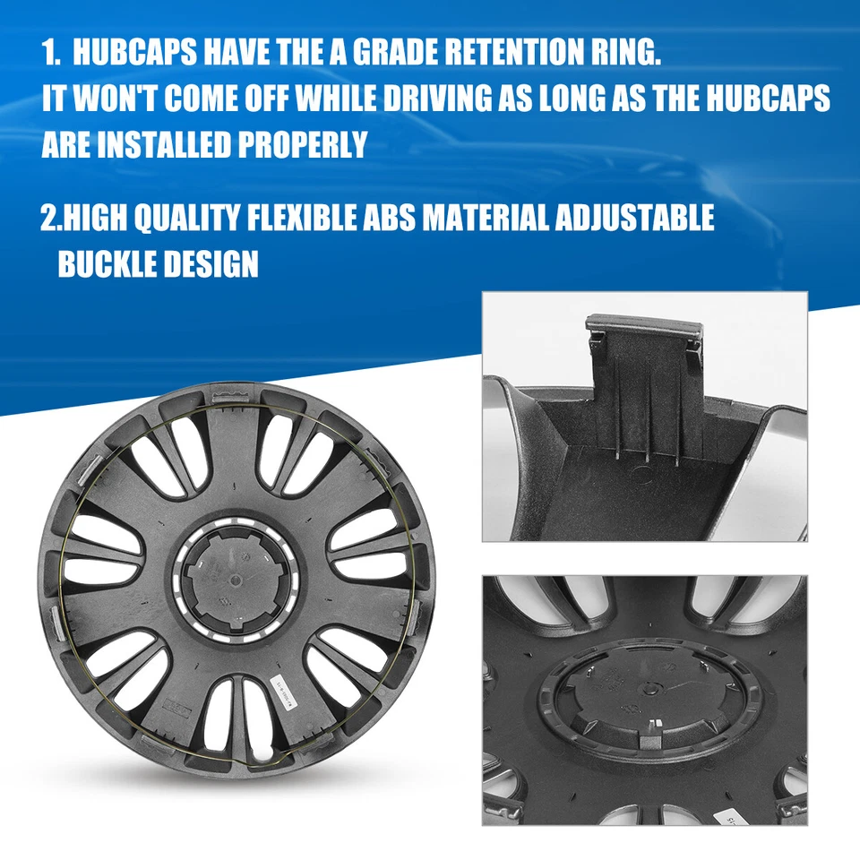 15" Set of 4 Wheel Covers Snap On Full Hub Caps R15 For Chevrolet Monte Carlo - Imagem 3 de 4