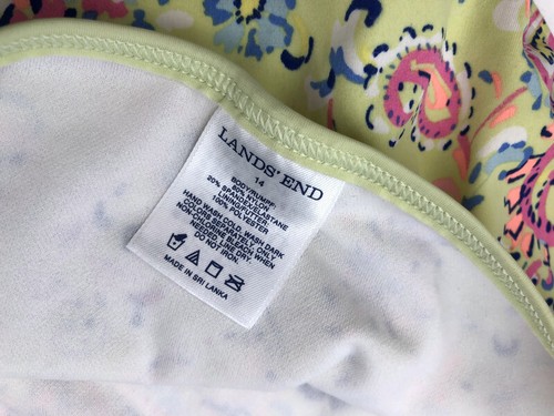 Lands End Girls Size 14 Swimsuit 3pc Lot Paisley Solid Bathing Suit Set - Picture 7 of 9