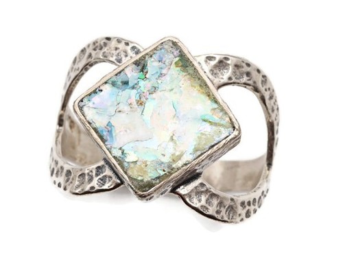 Roman Glass Silver 925 Ring Authentic Square Roman Glass Fragment 200 B.C Size:8 - Picture 12 of 16