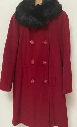 Women’s perry Ellis deep berry red angora wool coat, size 10 - Picture 1 of 7