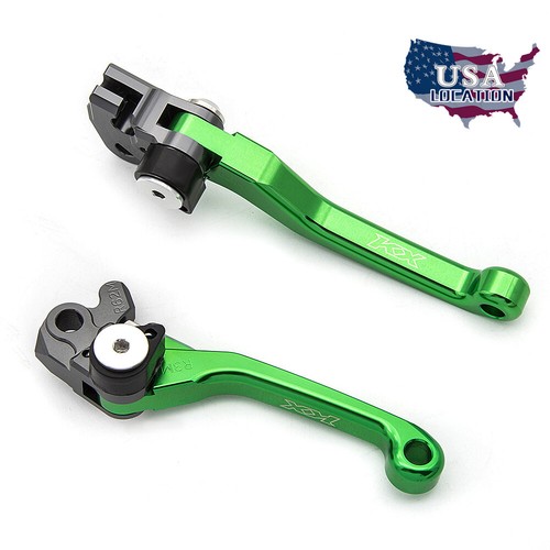 US CNC Dirt Bike Brake Clutch Levers For Kawasaki KX250F KX450F 2013-2018 Green - Picture 3 of 4