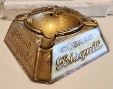 Large Painted Glass Cognac Biscuit Cigar Ashtray