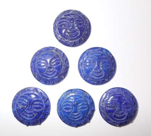 Lapis Lazuli Stone Cameo Carving SUN Face Round Shape 20 mm 3 pieces Lot - Picture 7 of 9