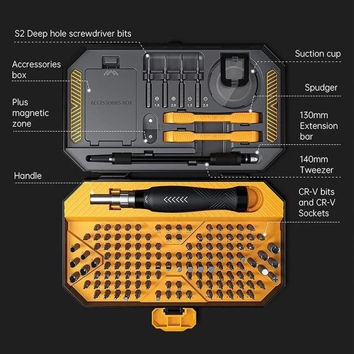 145 in 1 Precision Screwdriver Set Computer Laptop Repair Tool Kit Magnetic Bits - Picture 3 of 12