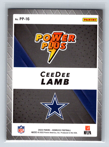 Donruss Football 2022 #PP-16 CeeDee Lamb -Power Plus-Cowboys - Imagen 2 de 2