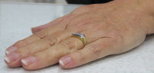 diamonds rings 14 ct gold yellow white size N round 0.12 ct handmade hallmarked - Picture 4 of 24