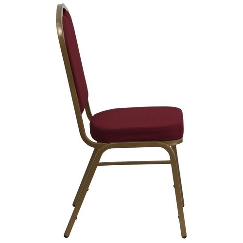 10 PACK Crown Back Stacking Banquet Chair with Burgundy Fabric and Gold Frame - Picture 4 of 9