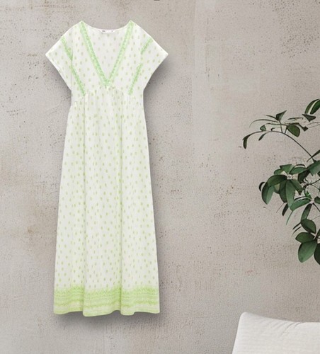 NWTZARA EMBROIDERED RUSTIC MIDI DRESS WITH SHORT SLEEVES - Picture 2 of 5