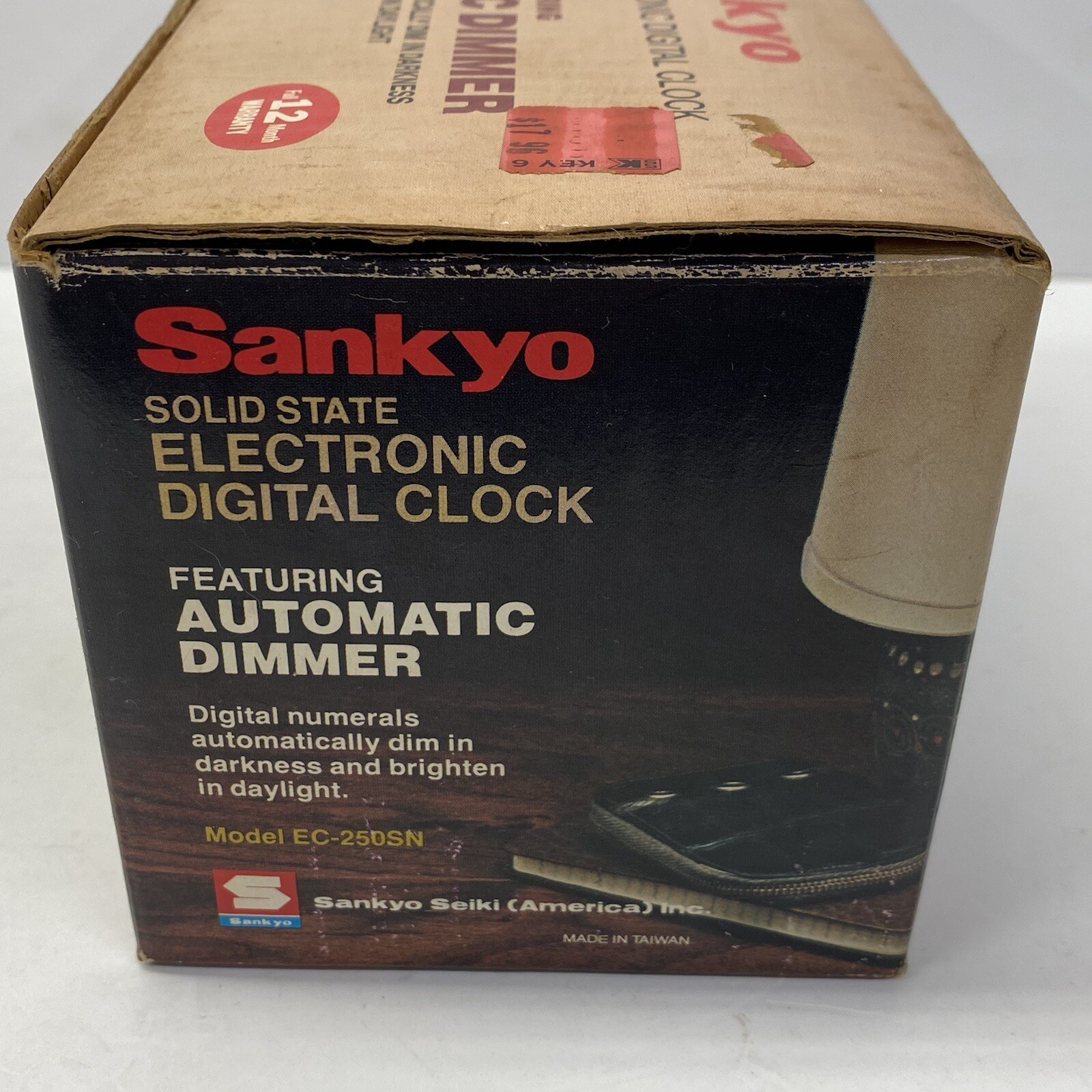 Vintage Sankyo Model EC-250SN Faux Wood Digital Alarm Clock Complete In Box Niska cena, nowa praca