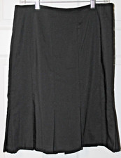 GAP Lined Wool Blend Pleated Black Skirt Size 8 Flat Front Side Zip Box Pleats