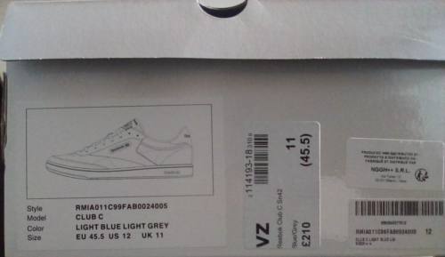 Nuevo en caja - Reebok Club C - Gris claro / Azul claro - Reino Unido talla 11 - PVP £170 - Imagen 7 de 8