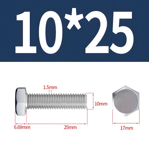 M2 - M12 Hex Head Bolts / Screws A2 304 Stainless Steel DIN 933 Tap 18-8 - Picture 82 of 100