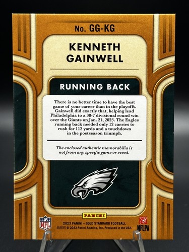 Parche Panini Gold Standard 2023 #GG-KG Kenneth Gainwell Gold Gear #065/299 - Imagen 5 de 5
