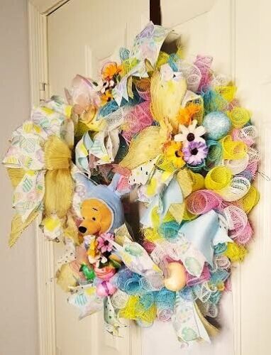 "Pooh Loves Easter Too" 1999 Beanie Baby, uova, farfalle, fiori corona 20" - Foto 5 di 8