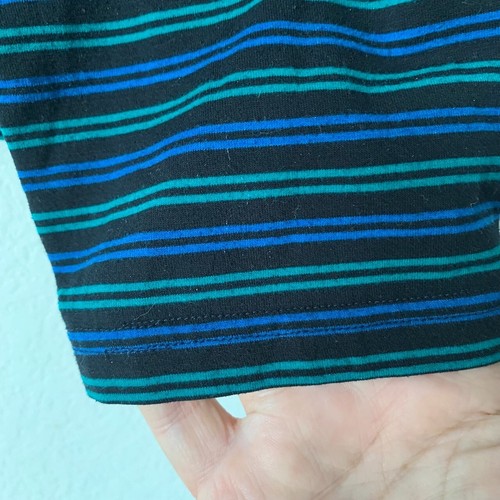 Camisa Top Vintage Ojo de Águila Mujer Talla XL Negra Verde Azul Rayas Manga Larga - Imagen 4 de 6