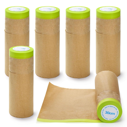 6 Rolls Masking Paper, Pre-Taped Masking Paper for Painting, 12 Inch X 30 Feet T - Picture 8 of 12