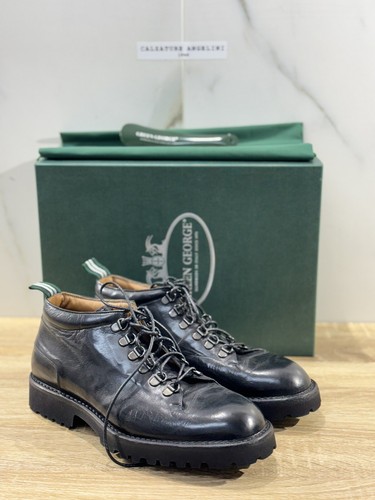 Green George Stivaletto Mountain Pelle Nero Luxury Handmade Men Boot 40 - Imagen 6 de 6