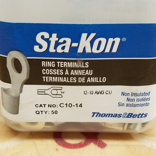 Thomas & Betts C10-14 Non-Insulated Ring Terminals - NEW - Picture 2 of 4
