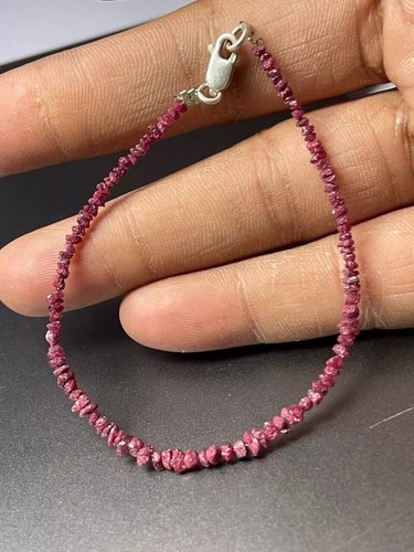 Brazalete de 7" con cuentas de diamantes en bruto rosa natural 9,0 TCW broche de plata .925 - Imagen 4 de 8