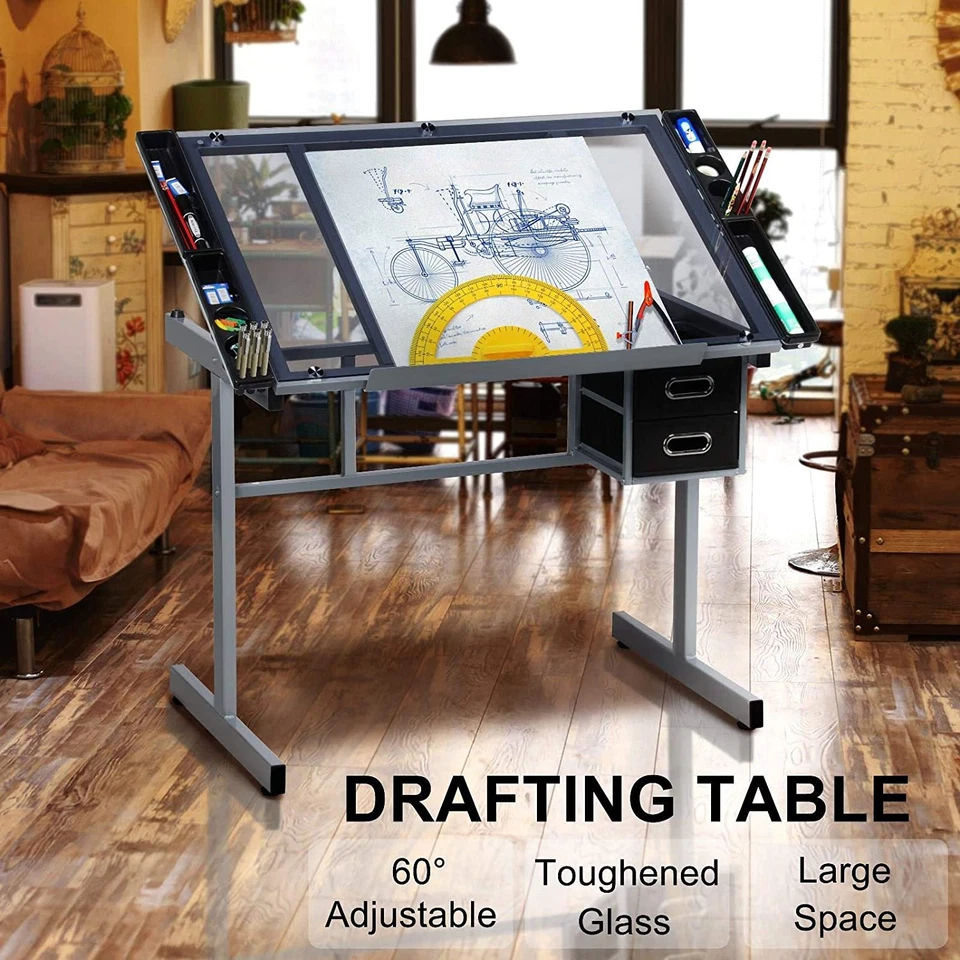 Adjustable Glass Drafting Table Drawing Desk Diamond Art Desk Versatile Art Craf - Image 3 of 4