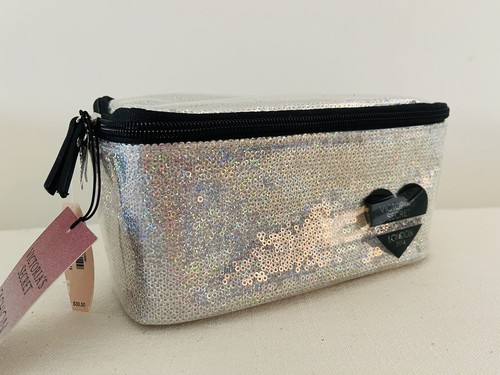 NEW đź’•Victoria's Secret London Fashion Show silver sequin makeup train case - Picture 2 of 3