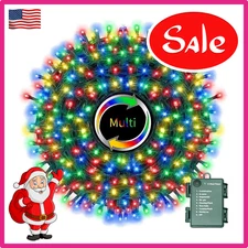 Multi-Colored Battery Operated Christmas Lights, 34.1FT 100 LED Waterproof Strin