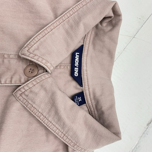 Lands End Womens 2X Barn Chore Lightweight Utility Jacket Pink Cotton Button Up - Picture 8 of 11