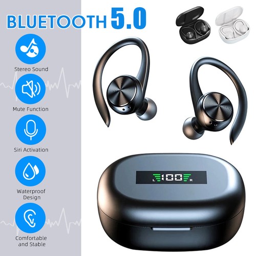 Wireless Headphones Bluetooth 5.0 Earphones Ear Hook Headset TWS Sport Earbuds - Picture 15 of 15