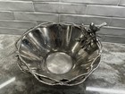 Dillards Large Scalloped Silver Metal Serving Bowl Birds And Branches Design