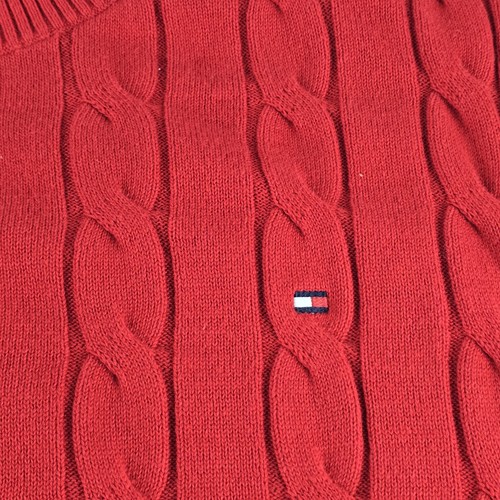 Tommy Hilfiger maglione girocollo uomo cotone maglia cavo XXL rosso vintage - Foto 5 di 13