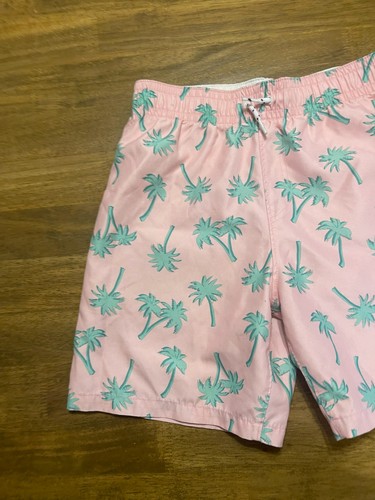 Abercrombie Kids Shorts, Youth Boys Size 13/14 Swim Trunks Pink Green Palm Trees - Picture 3 of 12