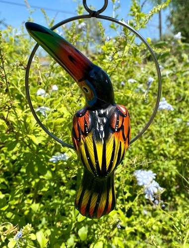 Pájaro Talavera Hecho a Mano Pintado Cerámica Loro Cerámica Mexicana Colgante Patio #3 - Imagen 1 de 8