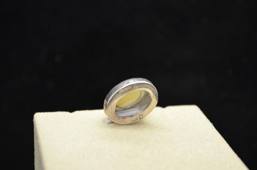 Sterling Silver Radiant Oval White Stone Charm/Pendant #FME176 - Picture 3 of 3