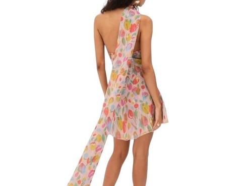 Mini Vestido Para Mujer For Love and Lemons Audrey Rosa Amarillo Tulipán NUEVO Talla Grande - Imagen 2 de 9