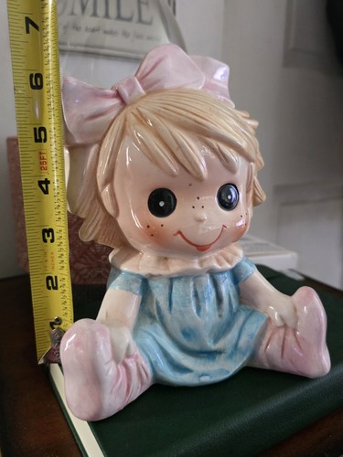 VTG KITSCH LEFTON BABY LITTLE GIRL PIGGY COIN BANK MCM BIG EYES FIGURINE VTG - Picture 6 of 6
