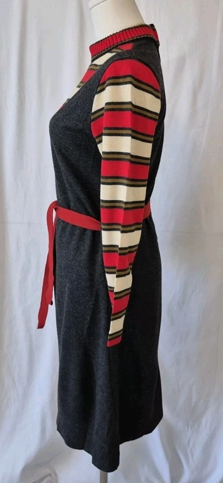 Vestido Suéter Vintage Años 60 El Ojo Rojo Para Mujer Gris Rojo Blanco S/M Foto 4 de 4