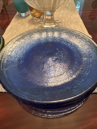 Fire And Light Recycled Glass 11" Dinner plate Light Blue set of 4 - Picture 2 of 6