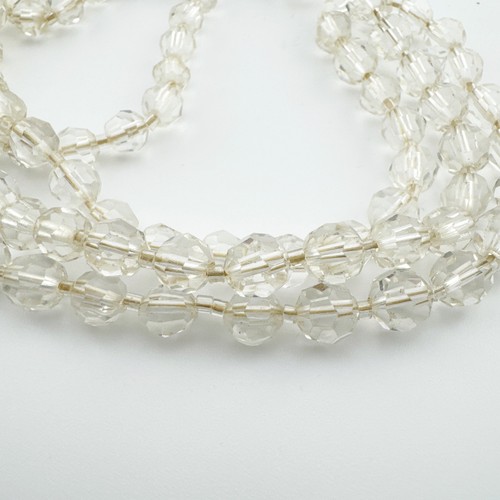 Vintage Crystal Style Clear Beaded Necklace Long Strand Classic Layered Jewelry - Picture 4 of 13