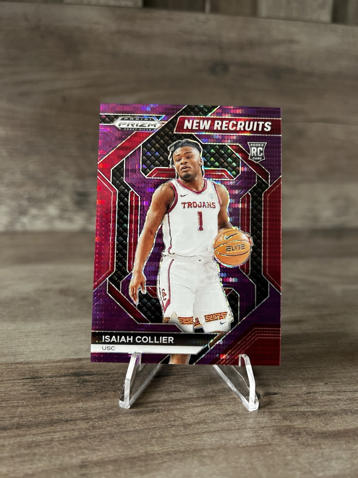Isaiah Collier 2024-25 Panini Prizm Draft New Recruits Purple Pulsar /55 Trojans