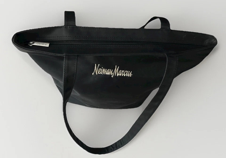 Bolso de Mano Neiman Marcus Negro Blanco Bordado Gemline Shopper Grande Foto 4 de 4