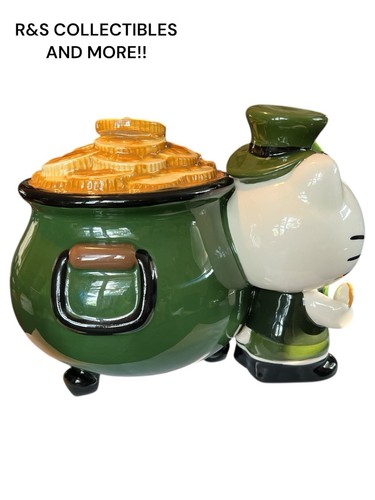 New Hello Kitty St. Patrick’s Day Pot Of Gold Ceramic Figure 7” Tall & 8.5” Long - Picture 5 of 6