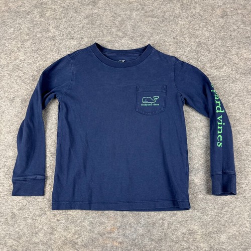 Vineyard Vines Whale T-Shirt Tee Long Sleeve Cotton Blue Boys 5 *