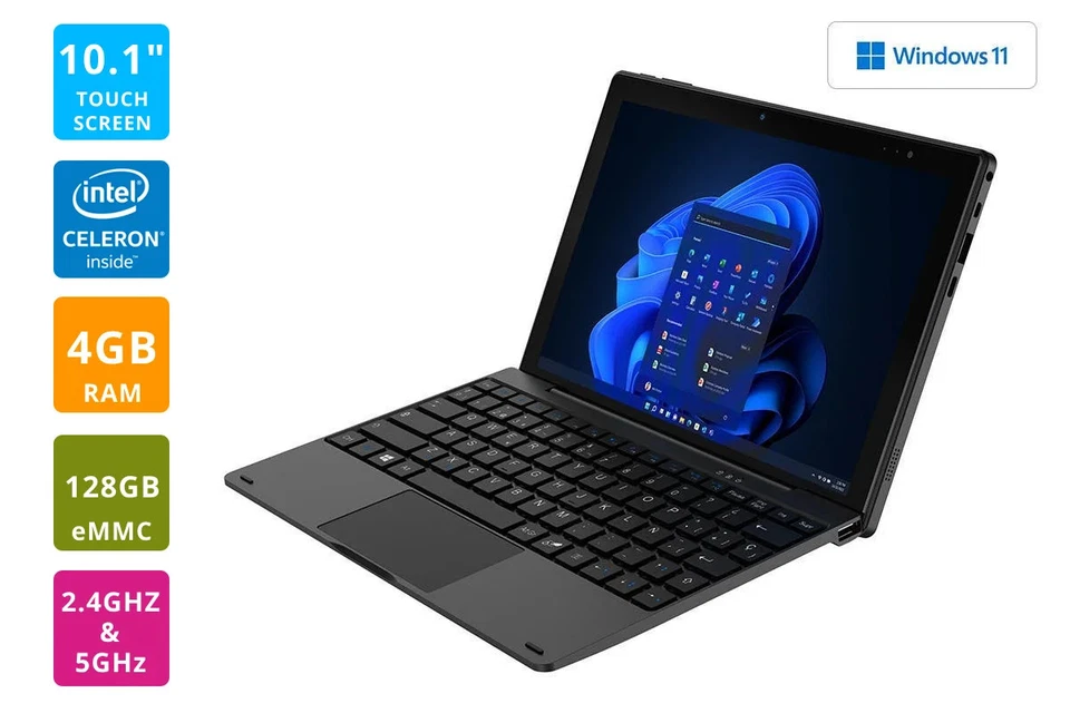 Kogan Atlas D600 10.1" 2-in-1 Touchscreen Laptop with Windows 11 Home S (128GB),