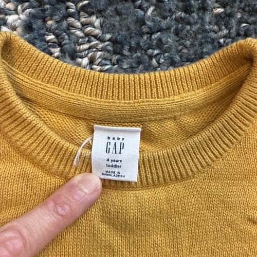 Toddler Girl Baby Gap Sweater Size 4 Mustard Yellow Sheep Lambs Fall Winter - Picture 4 of 5