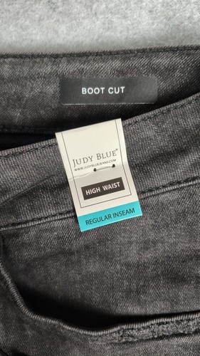 Pantalones de mezclilla Judy azul cintura alta corte bootcut para mujer 16W negros estilo regular 88787  - Imagen 14 de 16