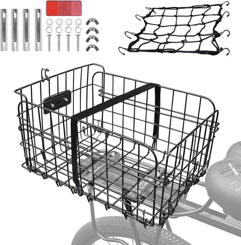 Foldable Rear Bike Basket for Bicycle/Electric Bike - Metal Cargo Basket with... - Picture 5 of 5