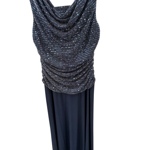 R&M Richards Women’s Plus Size Metallic Sequined A-Line Dress, Navy Blue, 16W - Imagen 6 de 9