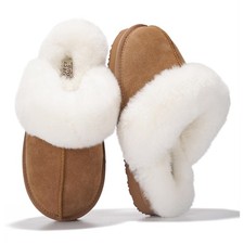 Genuine Leather Slippers for Women Footwear with Genuine Fur Lining Womens Cl...
